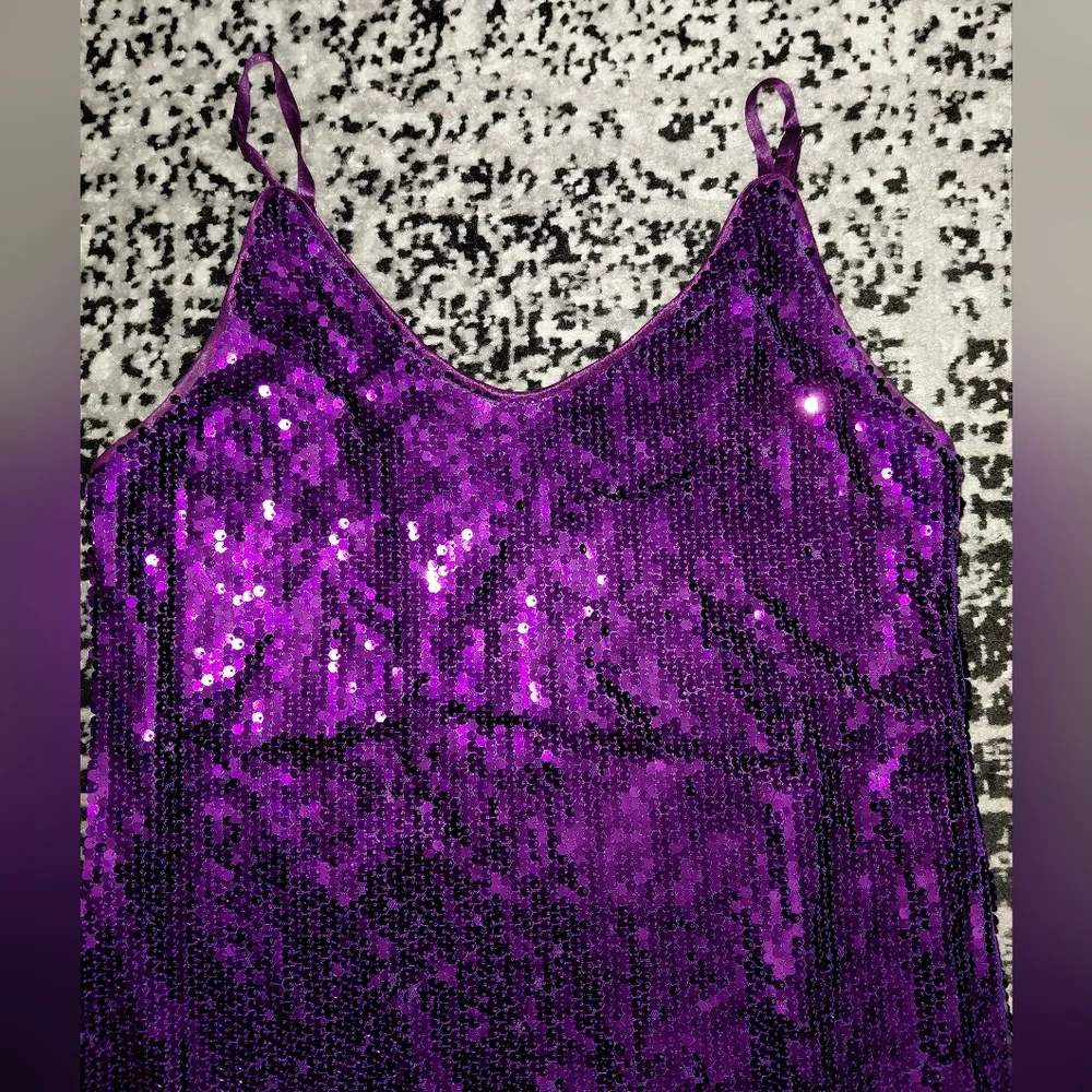 Allegra K Purple Sequin Mini Dress ✨ Size S | Y2K Glam Party Homecoming Prom